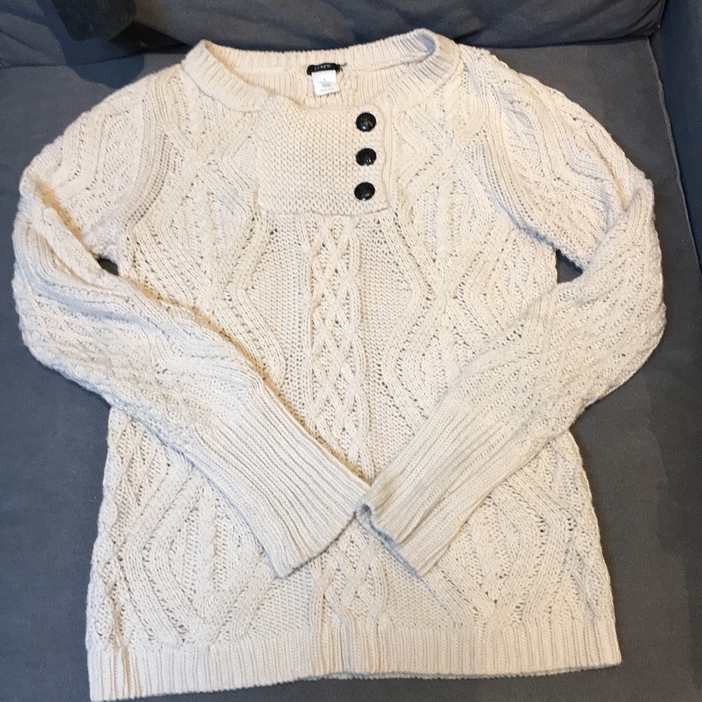 J.Crew cream fisherman sweater